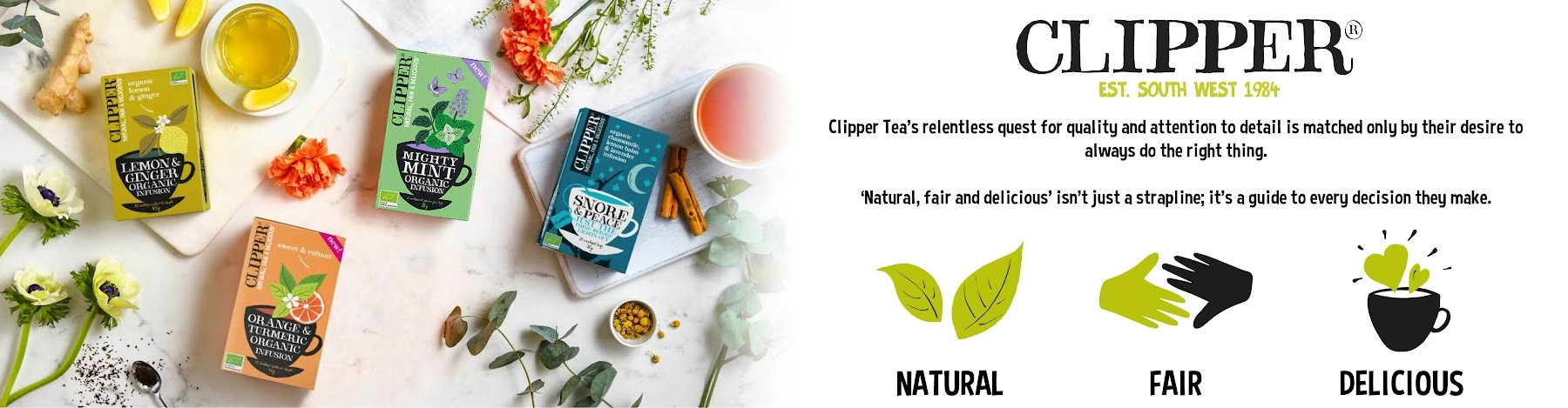 Clipper Teas brand banner