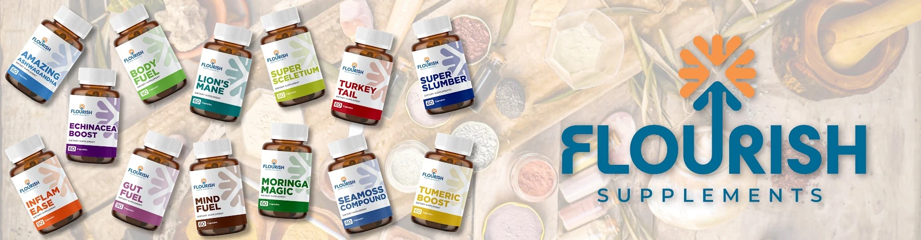 Flourish Supplements brand banner